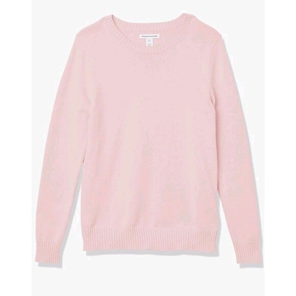 NWT Amazon Ess. Women's Crewneck Sweater Pink  100% Cotton Plus Size 2XL - Picture 1 of 11